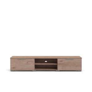Meuble TV 2 tiroirs et 2 niches L172,7 cm - Effet Bois clair