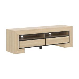 Meuble TV 2 tiroirs stratifiés beige et noir