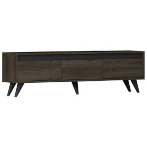 Meuble TV 3 abattants 150x30x45 cm décor noyer