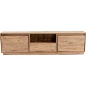 Meuble TV 3 portes 1 niche effet bois 160 cm