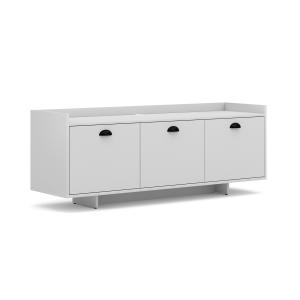 Meuble TV 3 portes 139 cm stratifiés blanc