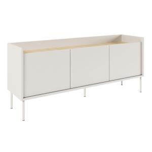 Meuble TV 3 portes, 140 cm, blanc / couleur chêne