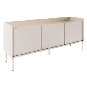 Meuble TV 3 portes, 140 cm, gris cachemire / couleur chêne