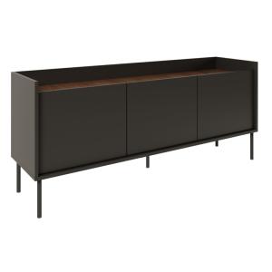 Meuble TV 3 portes, 140 cm, noir / couleur noyer