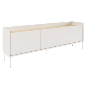 Meuble TV 3 portes, 175 cm, blanc / couleur chêne