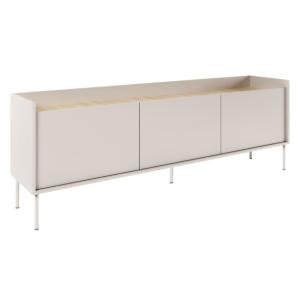 Meuble TV 3 portes, 175 cm, gris cachemire / couleur chêne