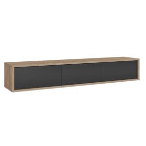 Meuble TV 3 portes 180 cm stratifiés gris et beige