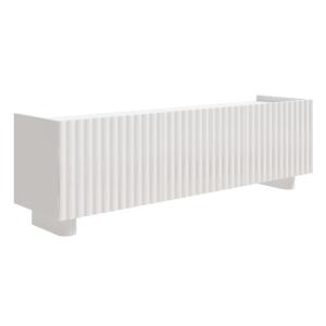 Meuble TV 3 portes, blanc brillant, 144 cm