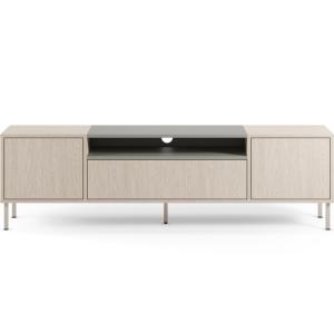 Meuble TV 3 portes chêne clair et vert 180 cm