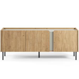 Meuble TV 3 portes décor chêne et vert 140 cm