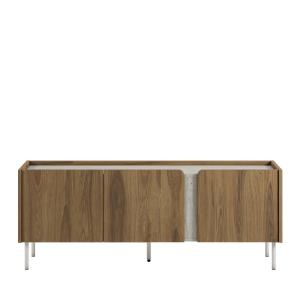 Meuble TV 3 portes en bois et effet travertin L140cm - Bois…