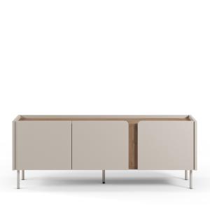 Meuble TV 3 portes en bois et métal L140cm - Beige