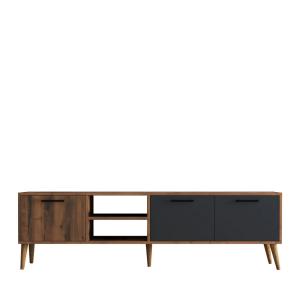Meuble TV 3 portes en bois L180cm - Bois foncé