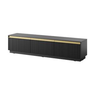 Meuble TV 3 portes en bois lamellé noir 180x42 cm