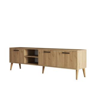 Meuble tv 3 portes l180cm chêne clair