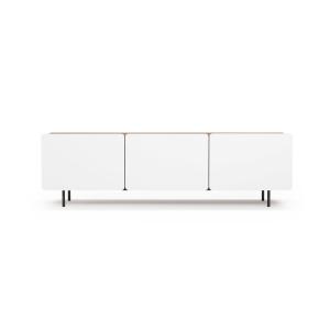 Meuble TV 3 portes mélaminé noyer - blanc pieds graphite 54…