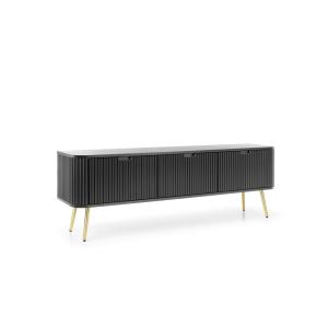 Meuble TV 3 portes pieds métal doré 168x56 cm