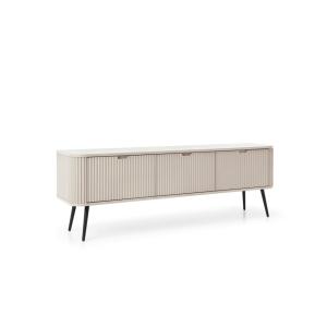 Meuble TV 3 portes pieds métal noir 168x56 cm