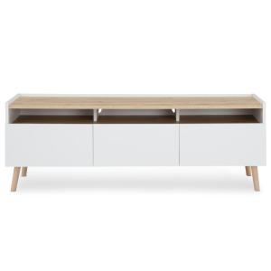 Meuble TV 3 tiroirs en bois blanc