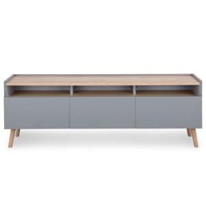 Meuble TV 3 tiroirs en bois gris