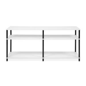 Meuble TV 4 niches ouvertes L140 cm - Blanc et Noir