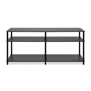 Meuble TV 4 niches ouvertes L140 cm - Gris et Noir