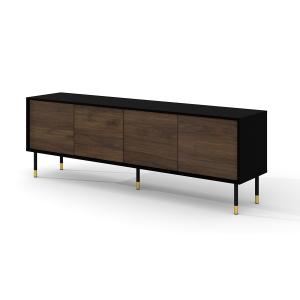 Meuble TV 4 portes 180 cm stratifiés beige et noir