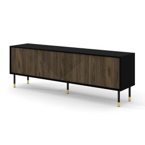 Meuble TV 4 portes 180 cm stratifiés noir