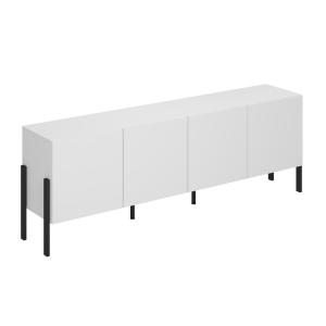 Meuble TV 4 portes 200 cm stratifiés blanc mat et noir