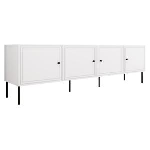 Meuble TV 4 portes 4 étagères 201cm blanc
