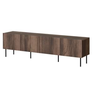 Meuble TV 4 portes 4 étagères 201cm effet bois et noir