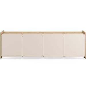 Meuble TV 4 portes beige et décor chêne 180 cm