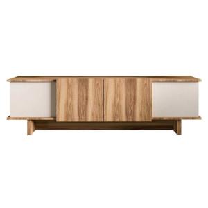 Meuble tv 4 portes en aggloméré diana noyer et beige