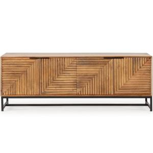 Meuble Tv 4 portes en bois de manguier sculpté 160 cm