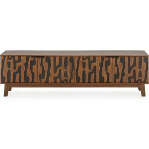Meuble TV 4 portes en bois de manguier sculpté 180 cm