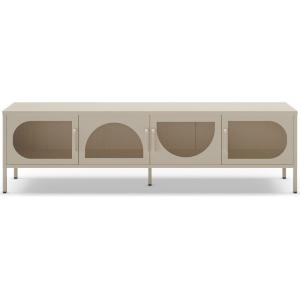 Meuble TV 4 portes en métal beige 180 cm