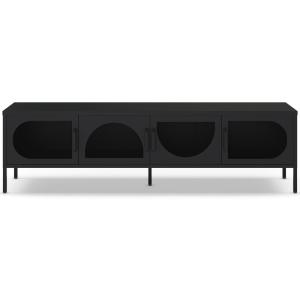 Meuble TV 4 portes en métal noir 180 cm