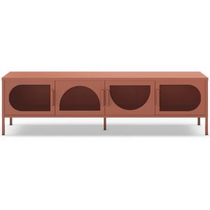 Meuble TV 4 portes en métal terracotta 180 cm