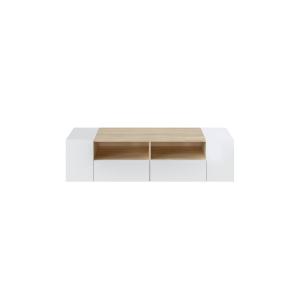 Meuble TV 4 portes et 2 niches de rangement L138cm - Blanc…