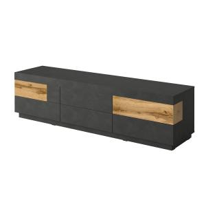 Meuble TV 6 tiroirs 206 cm stratifiés gris