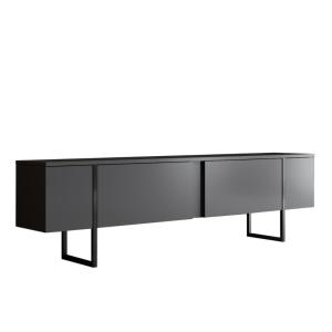 Meuble TV anthracite et noir 2 portes 180cm