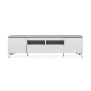 Meuble TV avec 2 portes, 1 tiroir, 2 niches L177 cm - Blanc