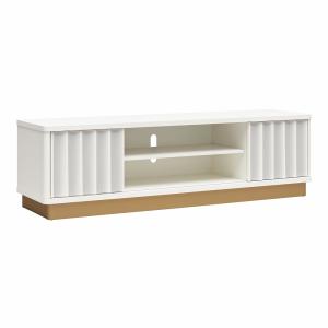 Meuble TV avec 2 portes coulissantes blanc
