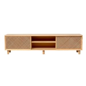 Meuble TV avec 2 portes en bois massif naturel - 180 cm Non…