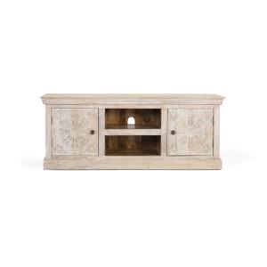 Meuble TV avec 2 portes et 2 compartiments en bois de mangu…