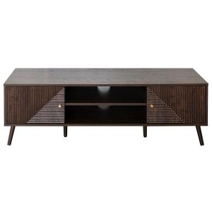 Meuble TV avec 2 portes et 2 niches aspect bois, brun foncé