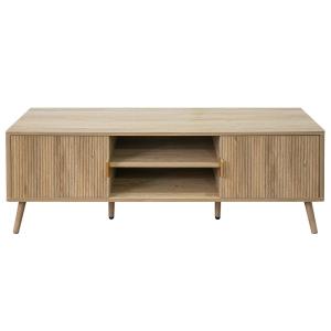Meuble TV avec 2 portes et 2 niches aspect bois, couleur ch…