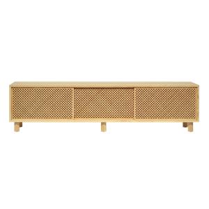 Meuble TV avec 3 portes en bois massif naturel - 180 cm Non…