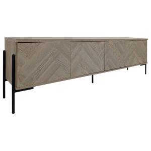 Meuble TV avec 4 portes effet chevrons chêne