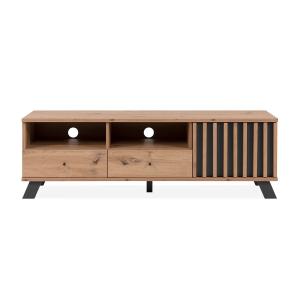 Meuble TV avec décoration artisanale en chêne - L138 cm